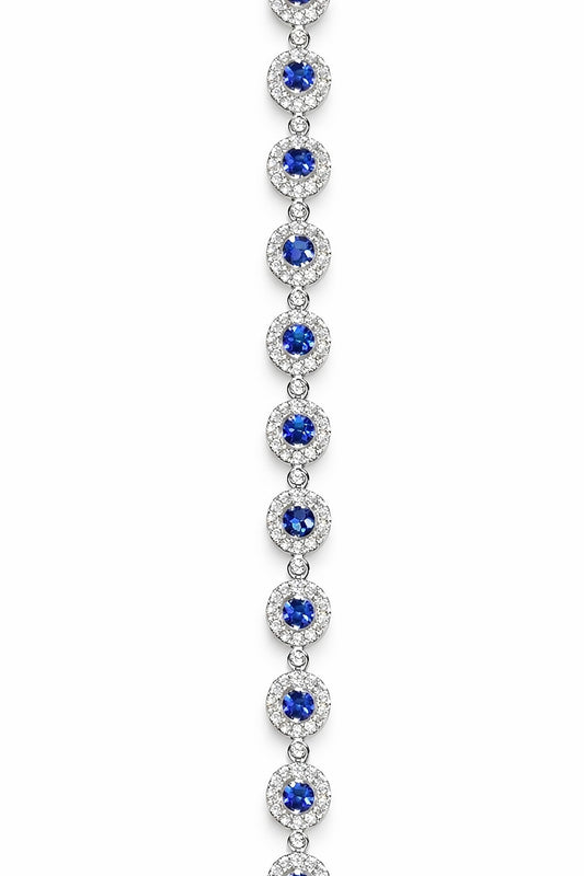 18K White Gold Sapphire and Diamond Bracelet, 3.09 ct Sapphires