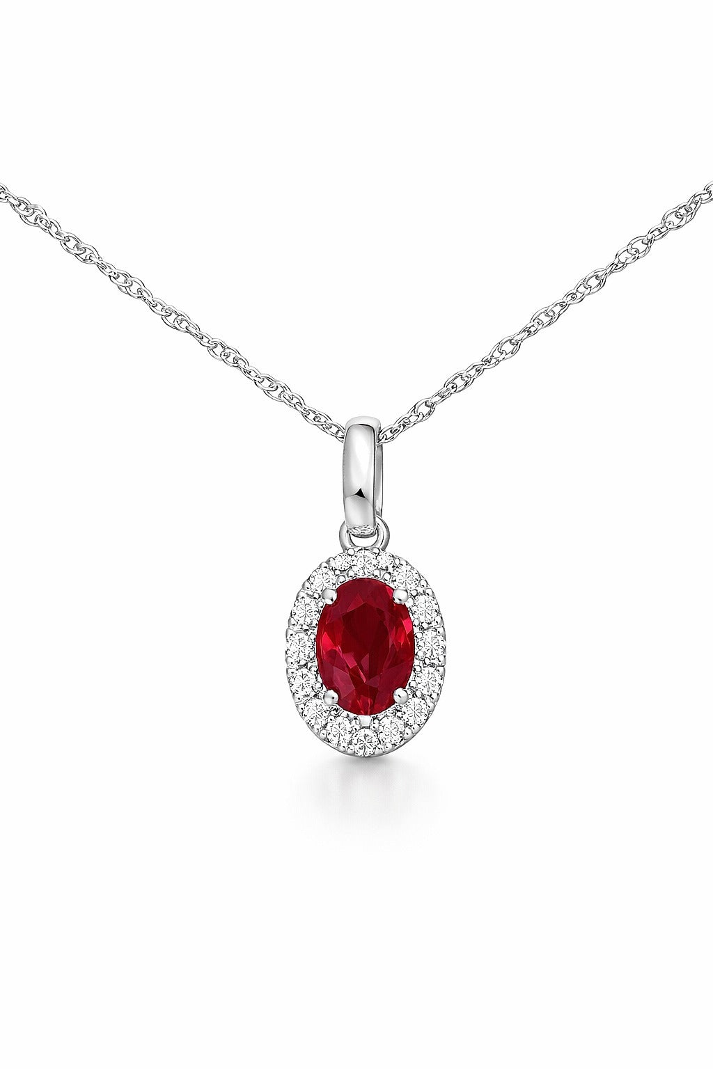 14K White Gold Ruby and Diamond Pendant, 0.77 ct