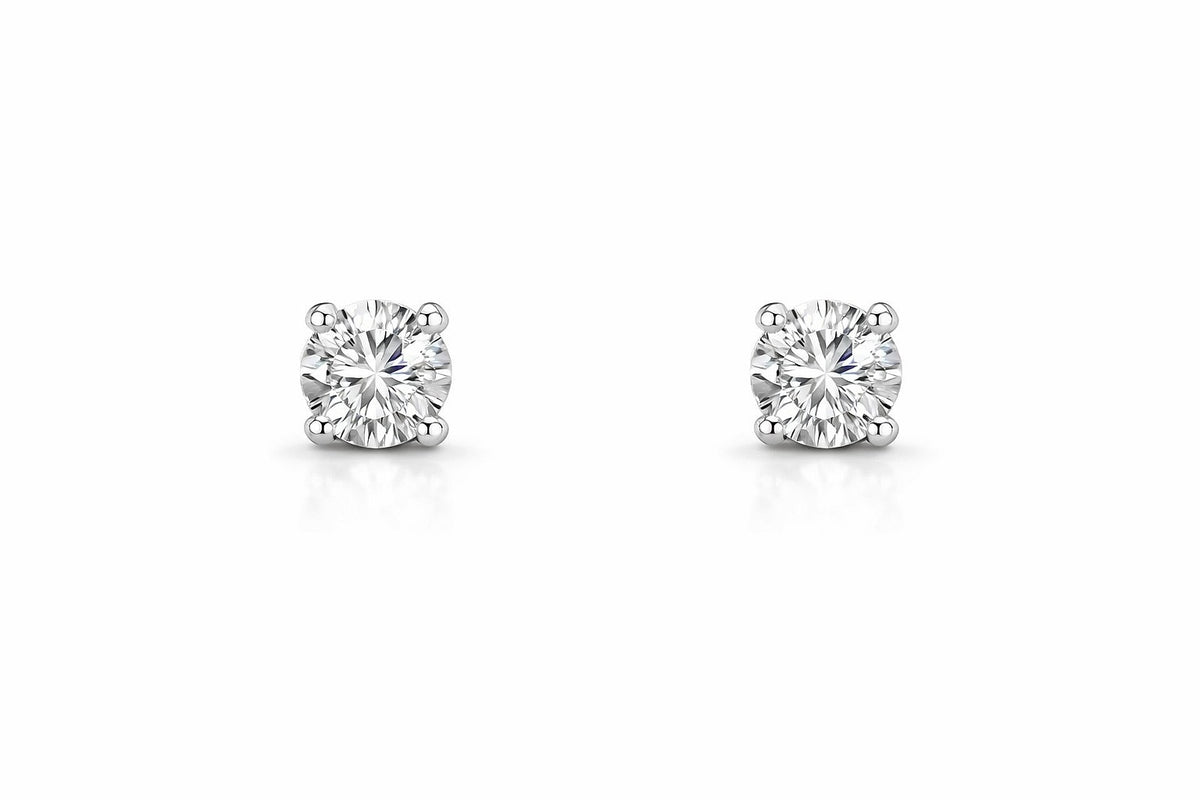 14K White Gold Round Diamond Stud Earrings, 0.64 ct