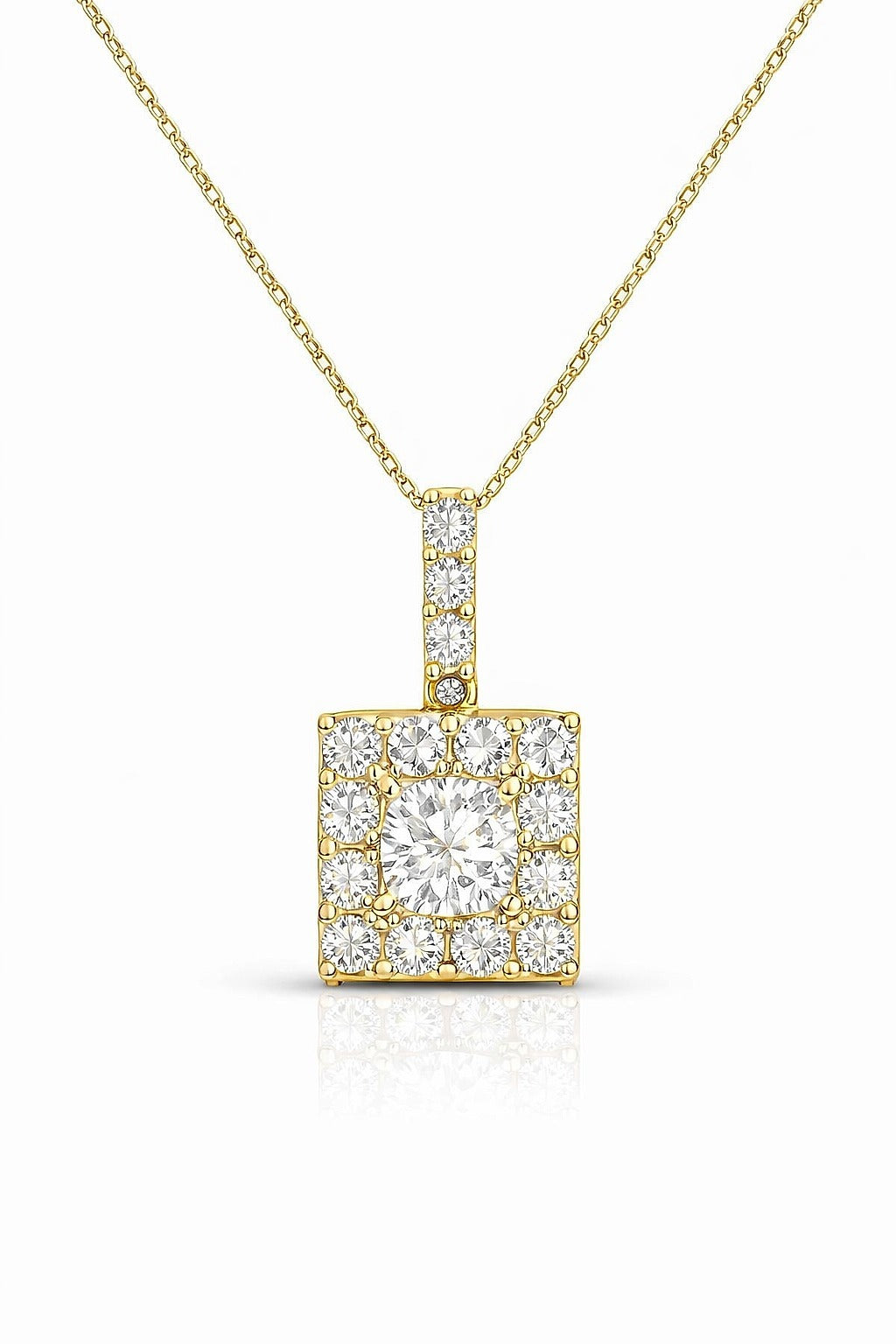 14K Yellow Gold Round Diamond Pendant, 1.14 ct
