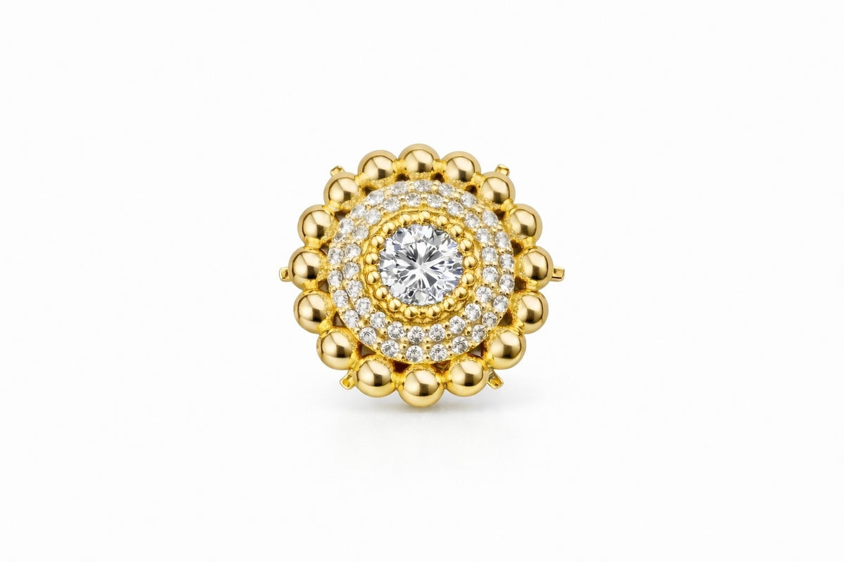 14kt Cranberry Charm, Lab Grown Diamond center