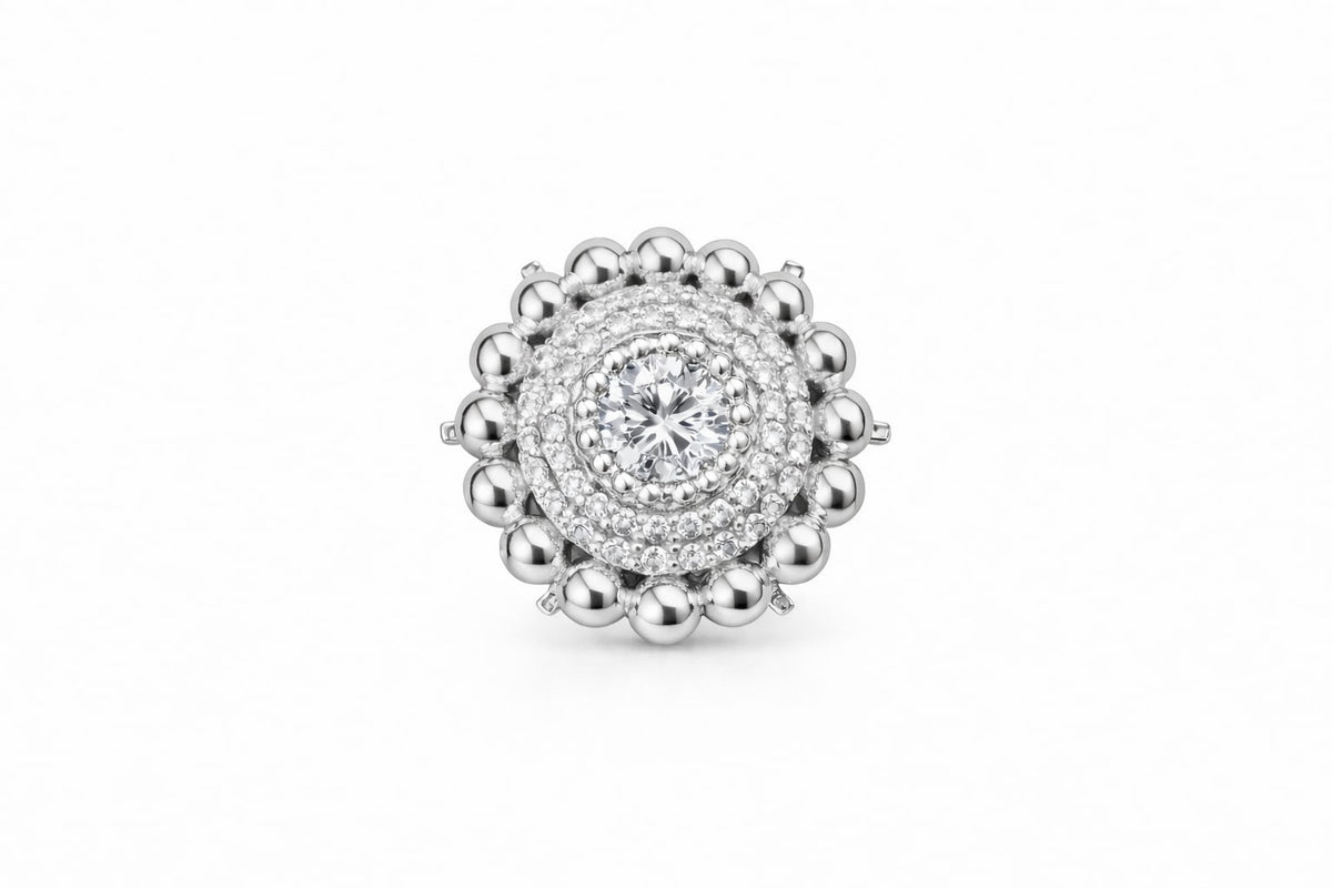 Sterling Silver Cranberry Charm, Lab Grown Diamond center