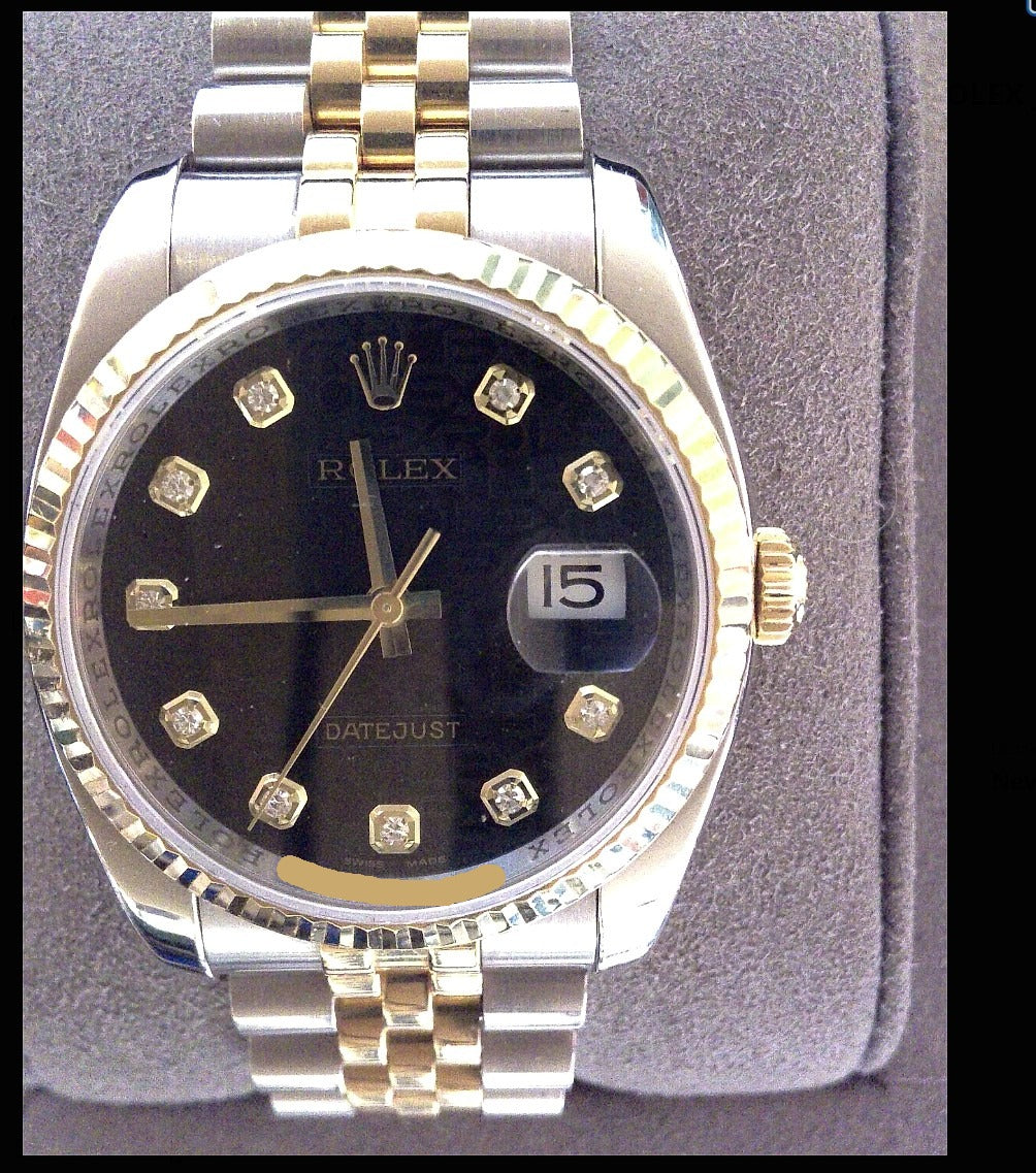 Rolex Datejust 36 Stainless Steel & Yellow Gold Champagne Diamond Dial Watch 116233