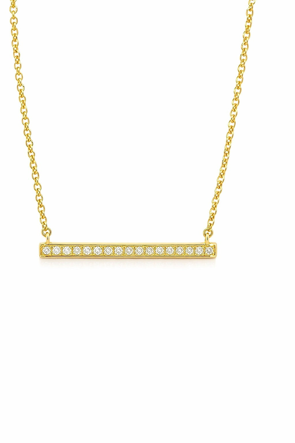 14K Yellow Gold Diamond Bar Necklace, 0.08 ct