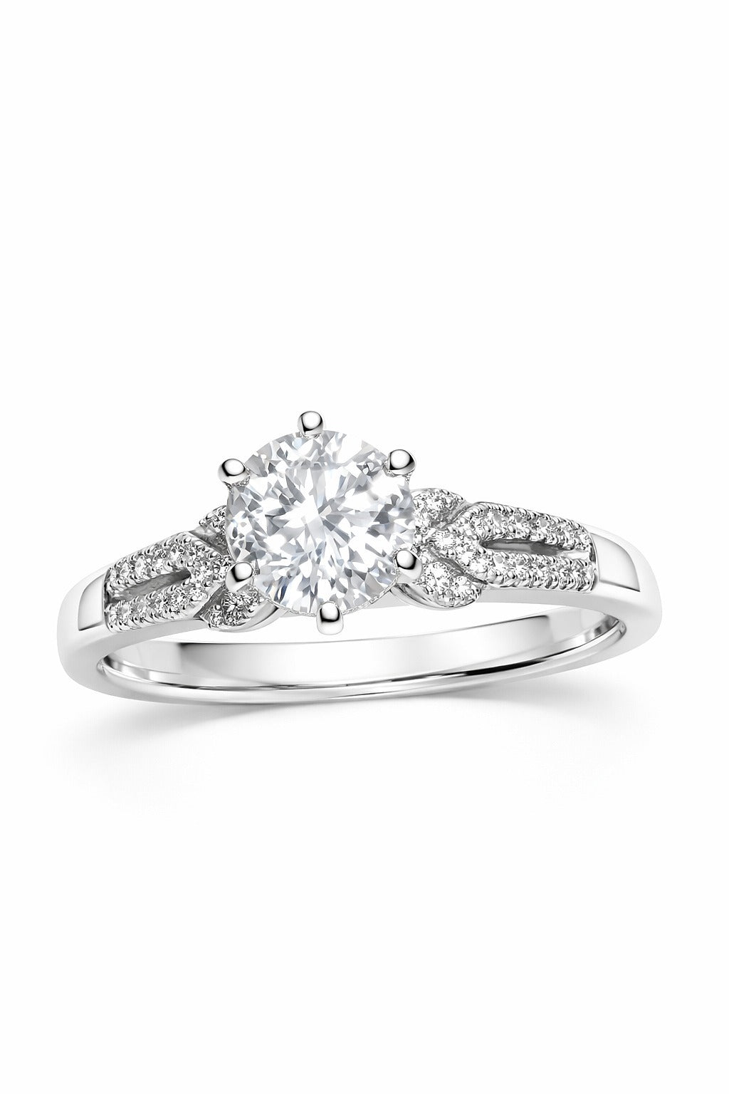 14K White Gold Round Diamond Engagement Ring, 1.75 ctw