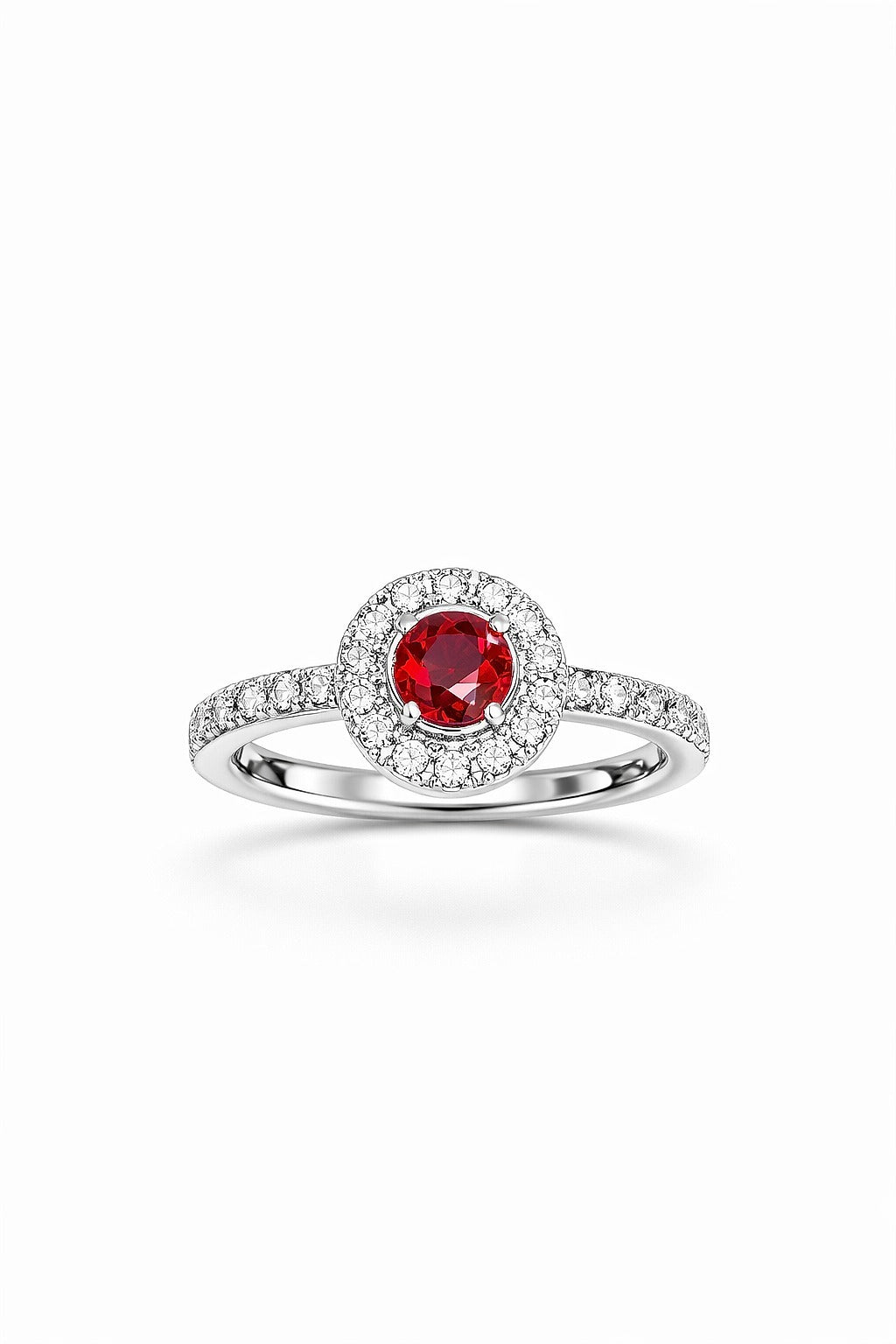 14K White Gold Ruby and Diamond Ring