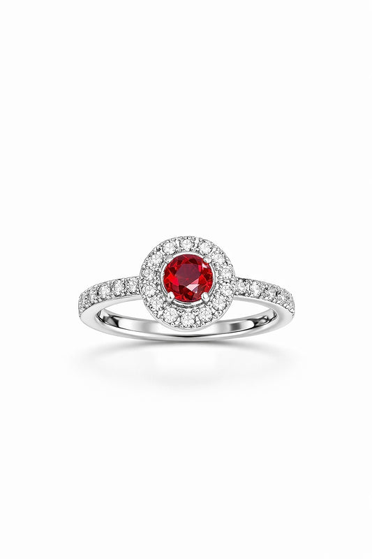 14K White Gold Ruby and Diamond Ring