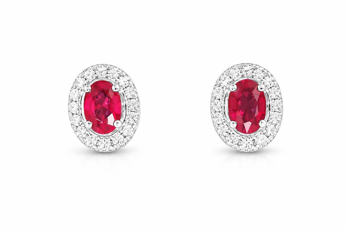 14K White Gold Ruby and Diamond Earrings, 1.26 ct