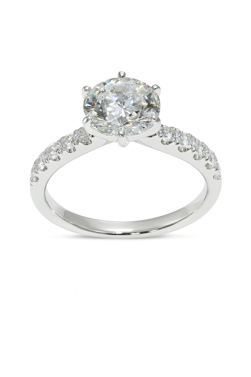 14K White Gold Diamond Ring, 1.53 ct Center