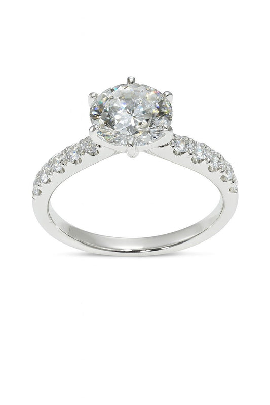 14K White Gold Diamond Ring, 1.53 ct Center
