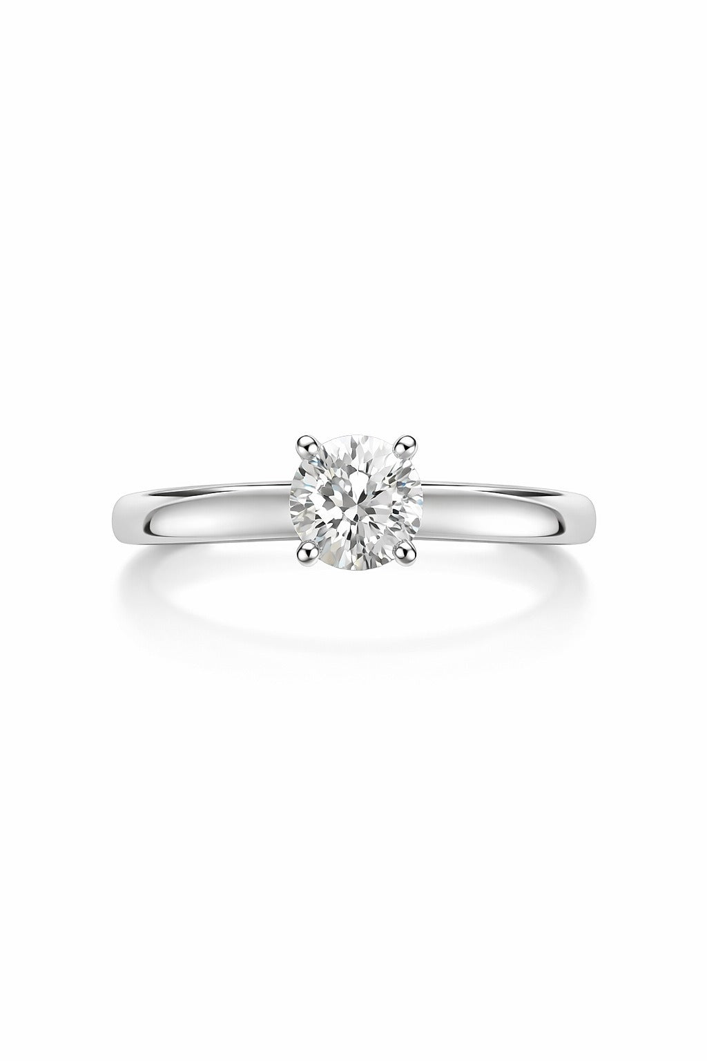 14K White Gold Natural Diamond Solitaire Ring, 1.03 ct