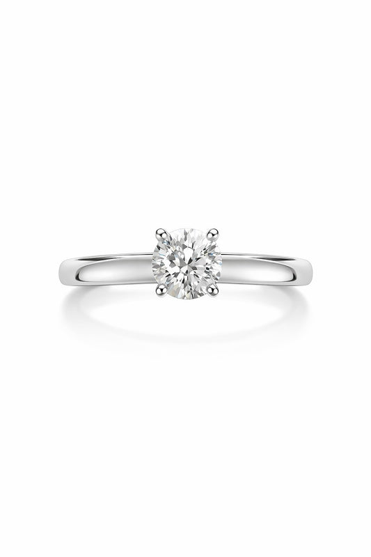 14K White Gold Natural Diamond Solitaire Ring, 1.03 ct