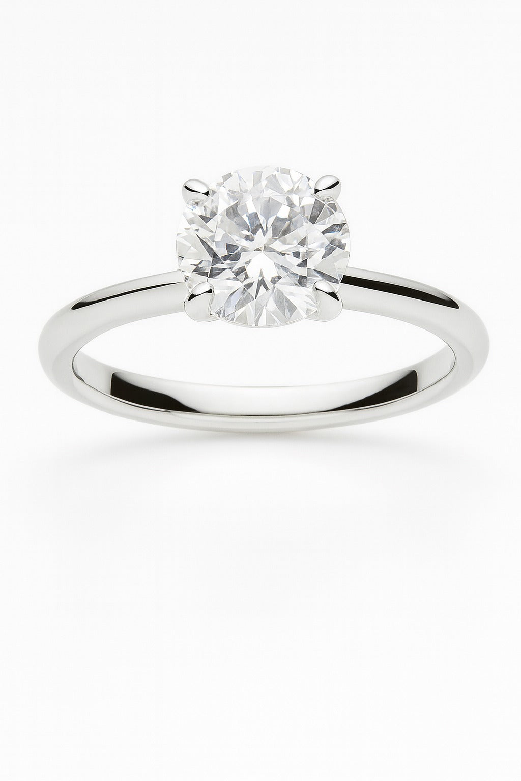14K White Gold Natural Diamond Solitaire Ring, 1.05 ct