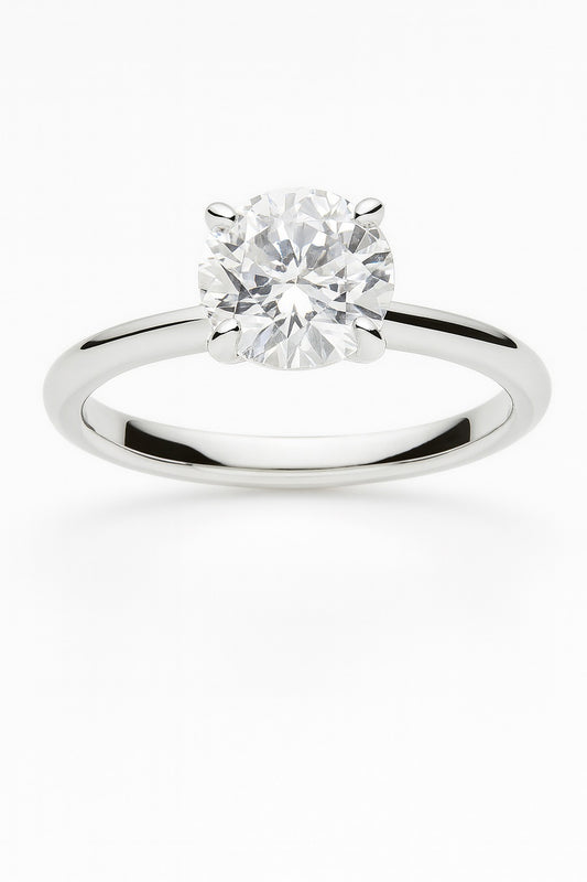 14K White Gold Natural Diamond Solitaire Ring, 1.05 ct