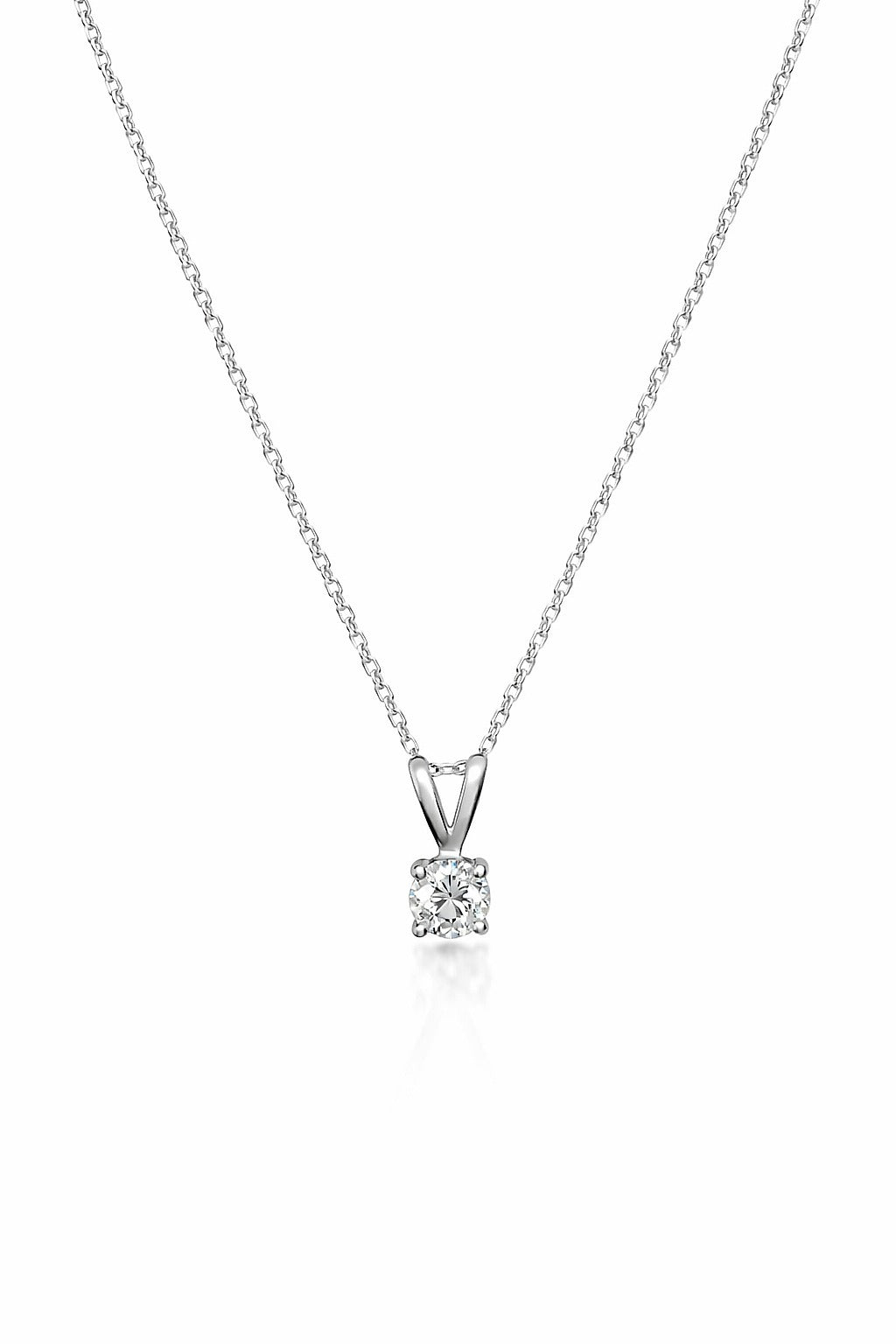 14K White Gold Diamond Solitaire Pendant, 0.25 ct