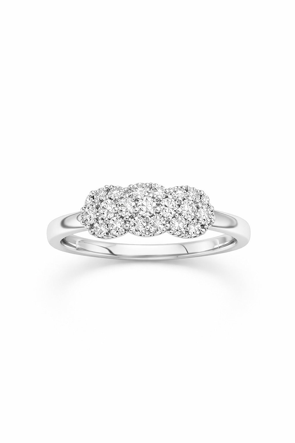 14K White Gold Diamond Cluster Ring, 0.65 ct