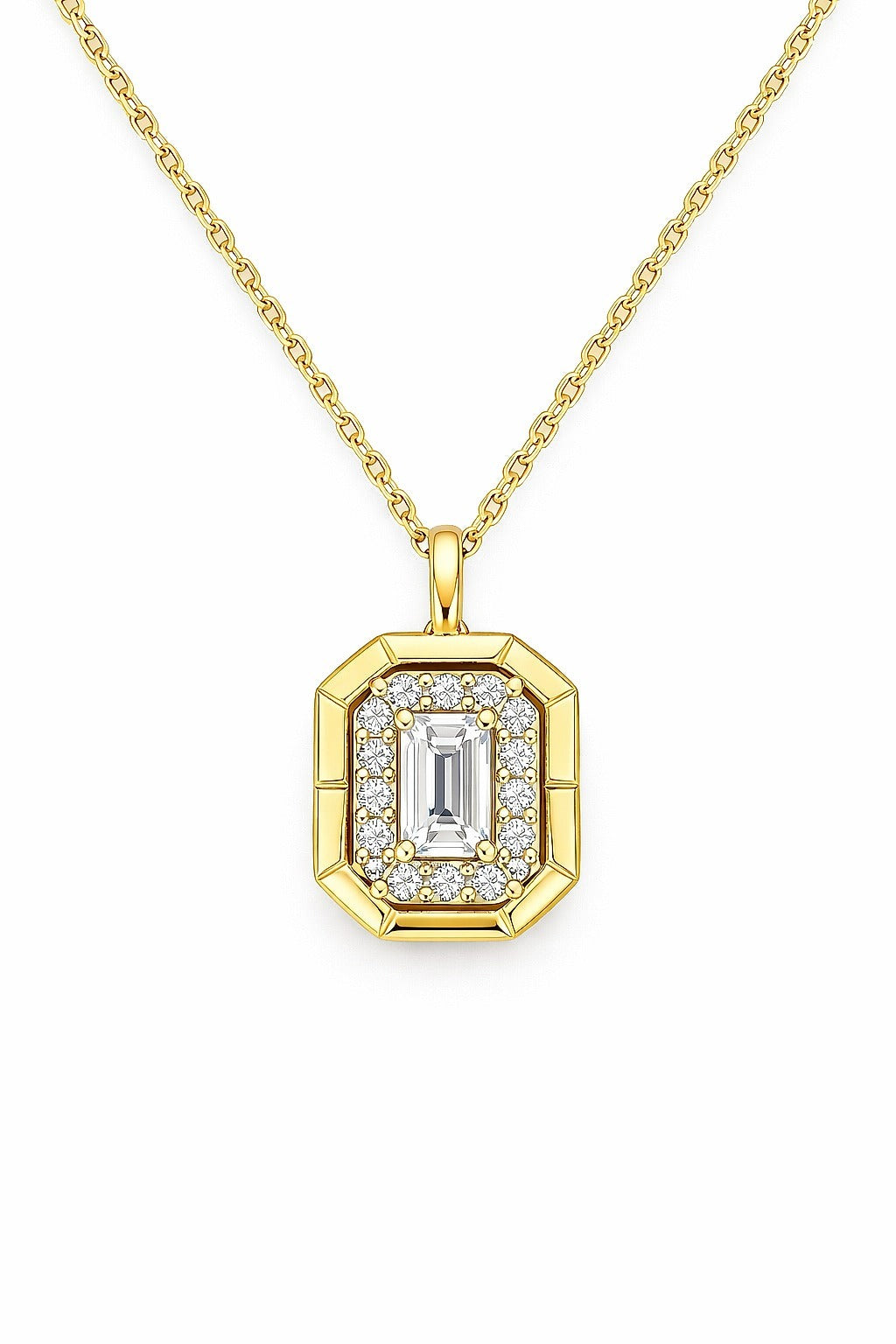 18K Yellow Gold Round Diamond Necklace, 5/8 ct