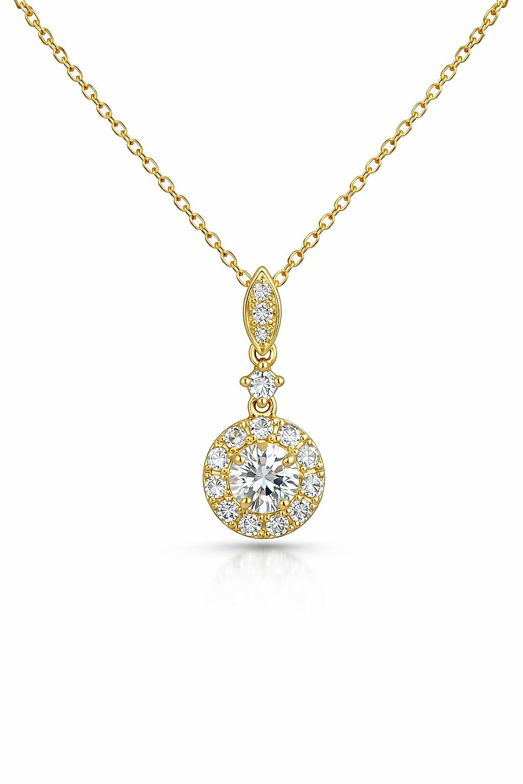 14K Yellow Gold Diamond Halo Pendant, 0.74 ct