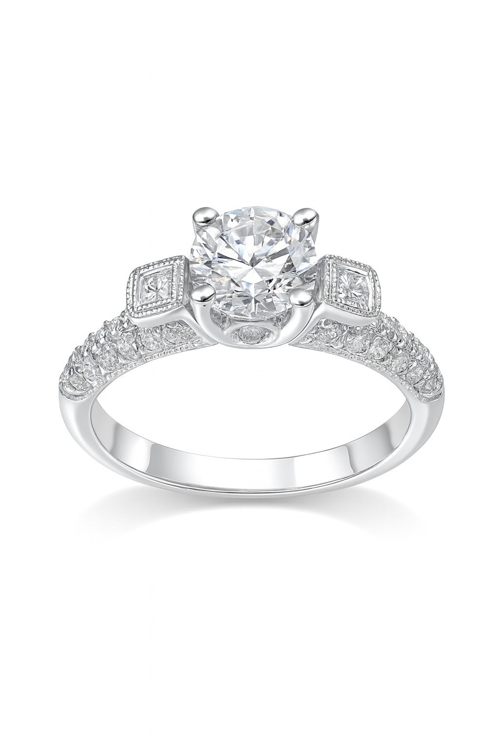18K White Gold Diamond Engagement Ring