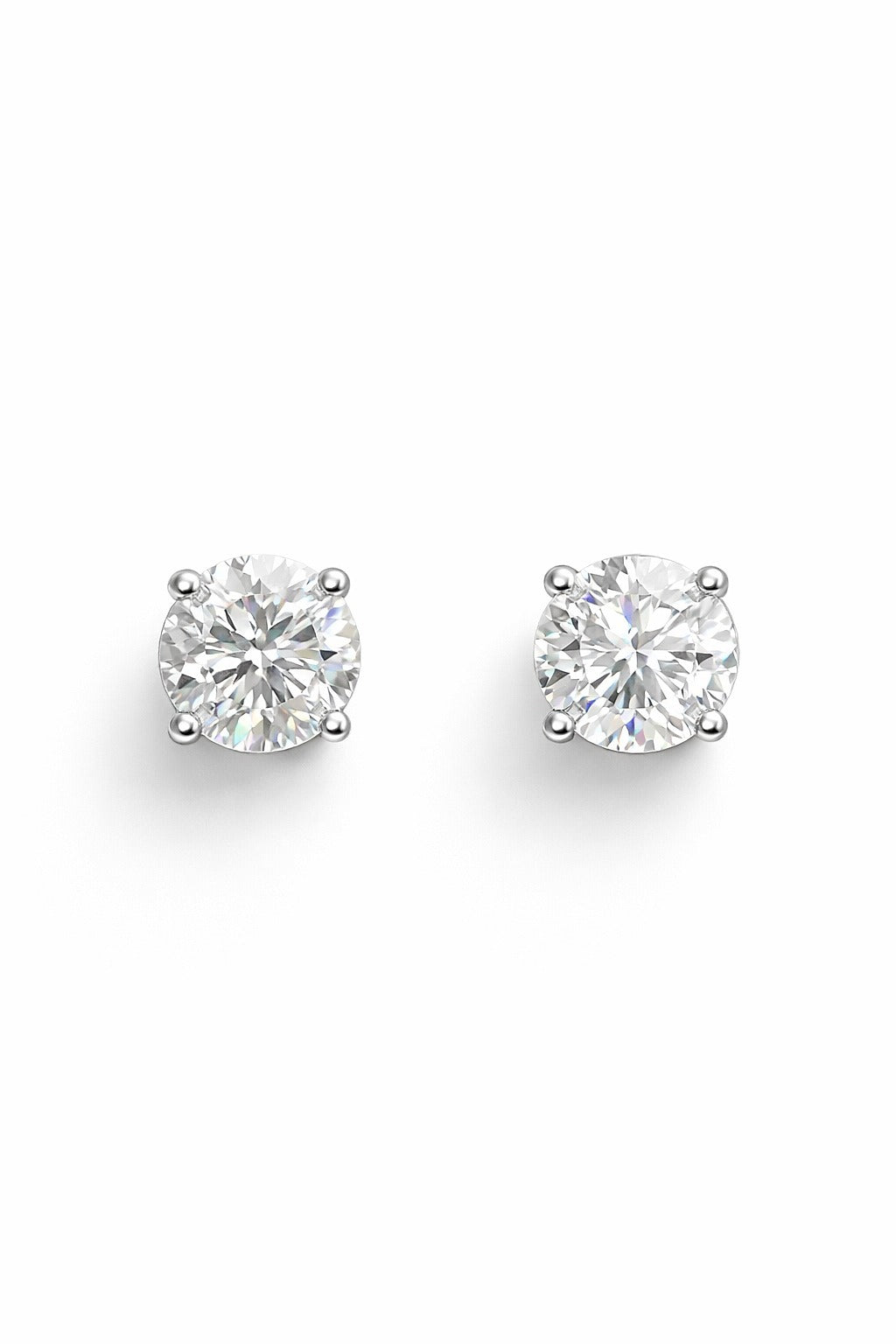14K White Gold Diamond Four-Prong Stud Earrings, 2.56 ct