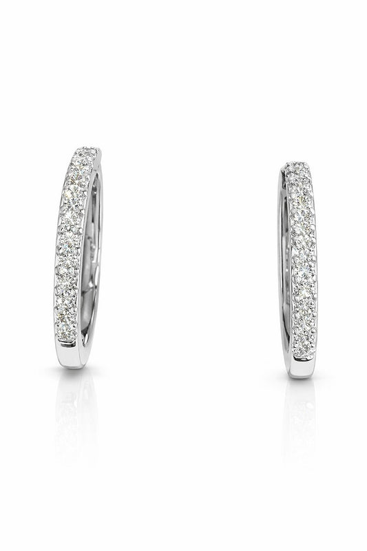 18K White Gold Diamond Hoop Earrings, 0.90 ct