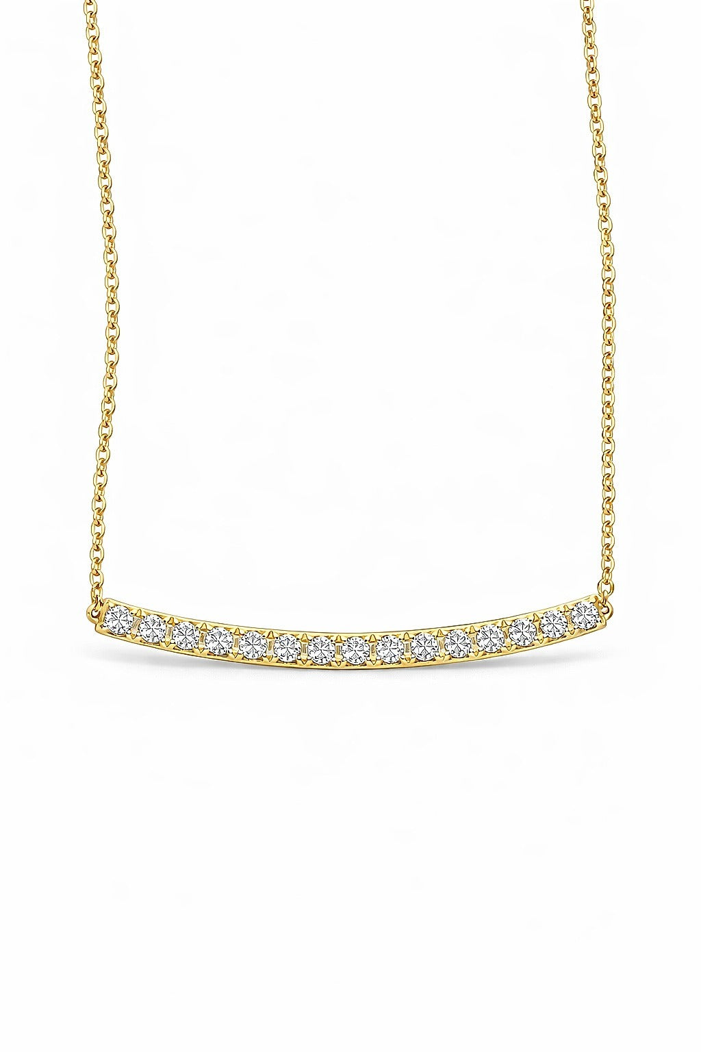 14K Yellow Gold Diamond Bar Necklace, 1.00 ct