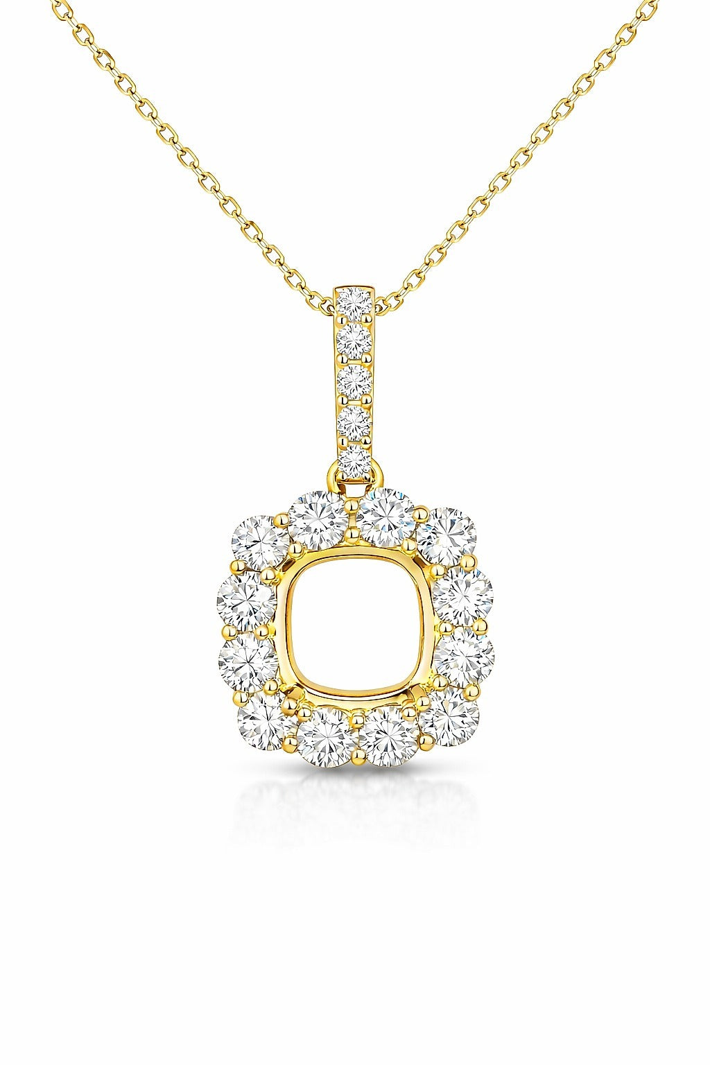 14K White Gold Diamond Open Center Pendant, 1.00 ct