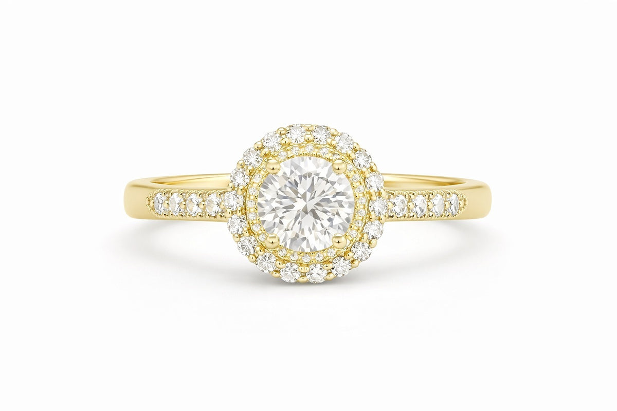 14K Yellow Gold Diamond Engagement Ring, 0.93 ct