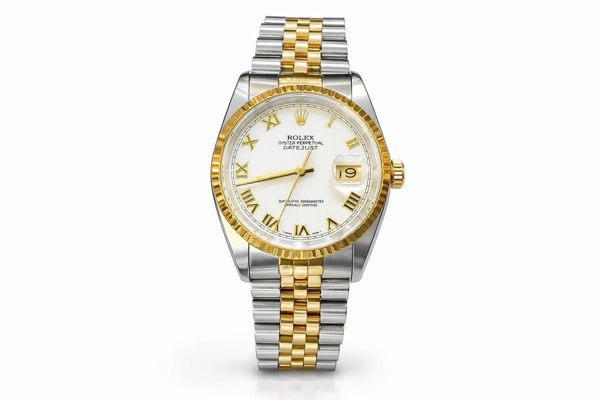 Pre-Owned Rolex Datejust 36 White Roman Dial on Jubilee Bracelet, Ref. 16233