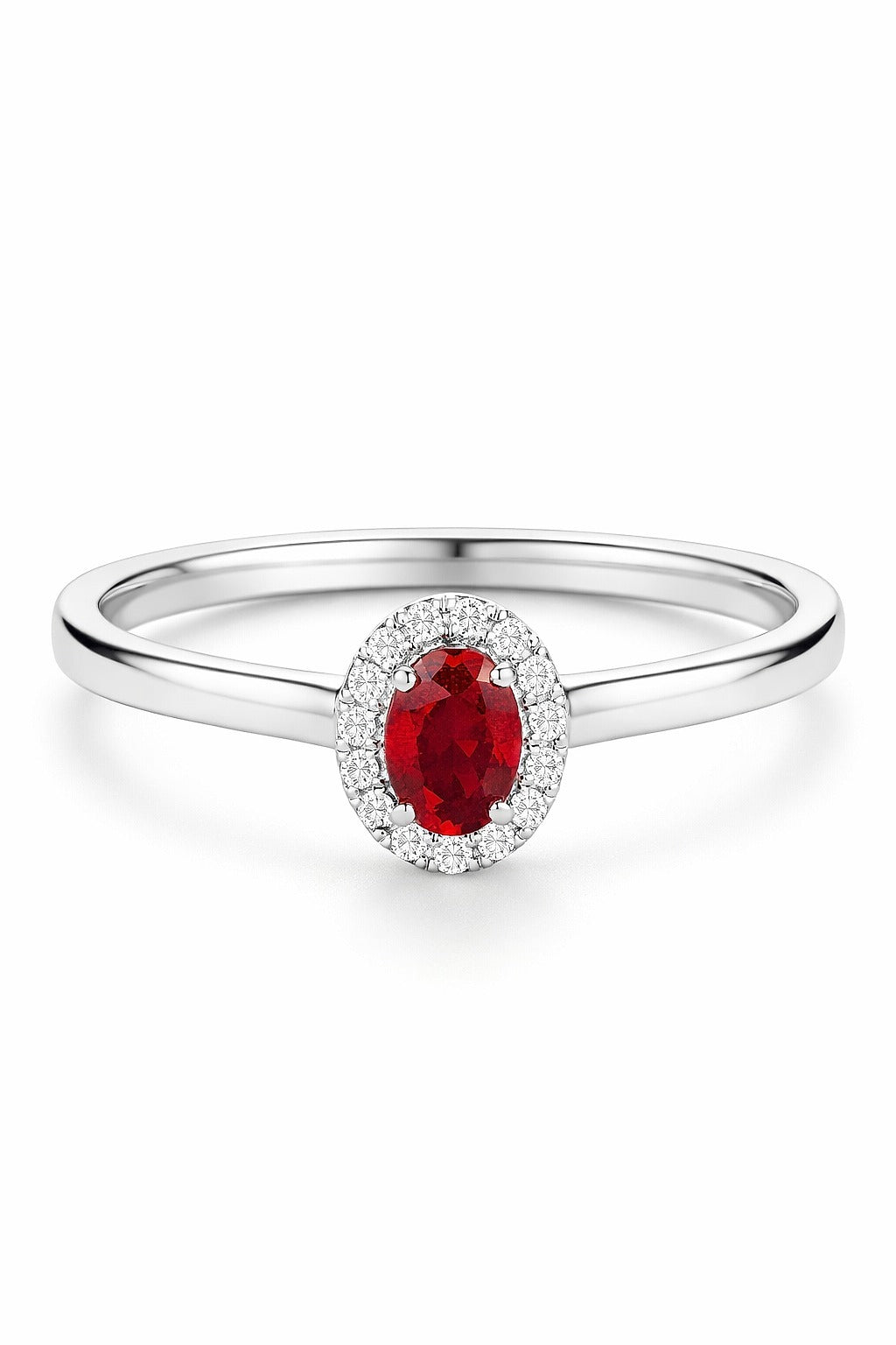 14K White Gold Ruby and Diamond Ring, 0.73 ct