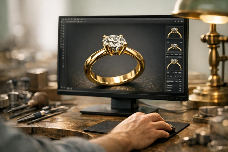 3D CAD model of a custom diamond engagement ring
