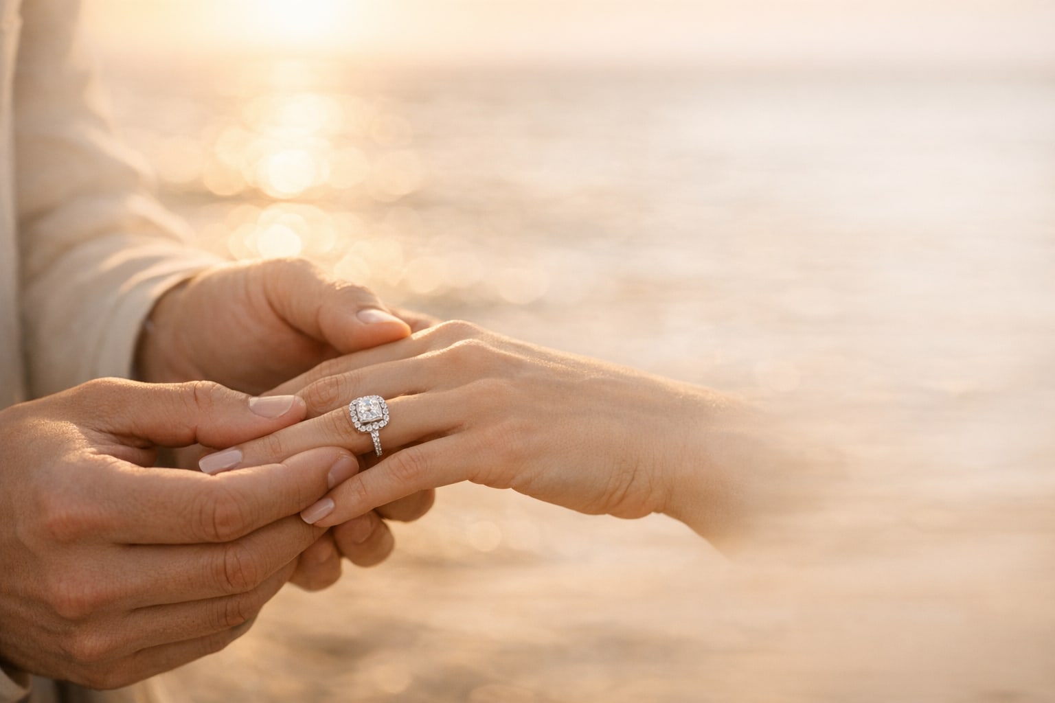 A proposal on a Cape Cod beach at sunset