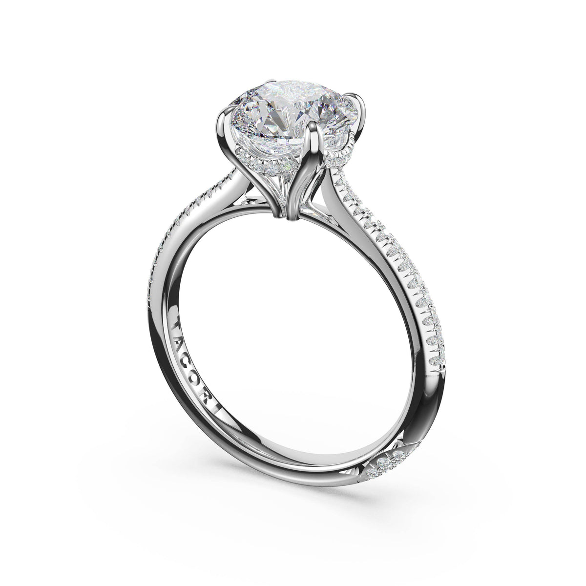 Tacori Platinum Diamond Pavé Setting for Round Center, 0.22 ct