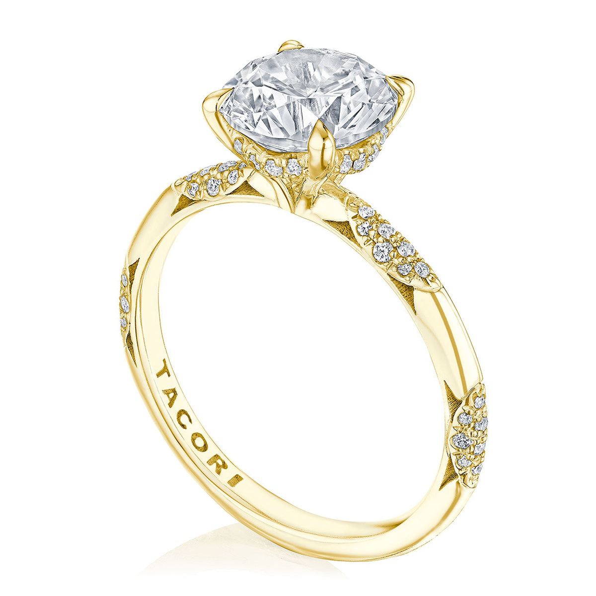 Tacori 18K Yellow Gold Round Diamond Semi-Mount Ring, 0.19 ct