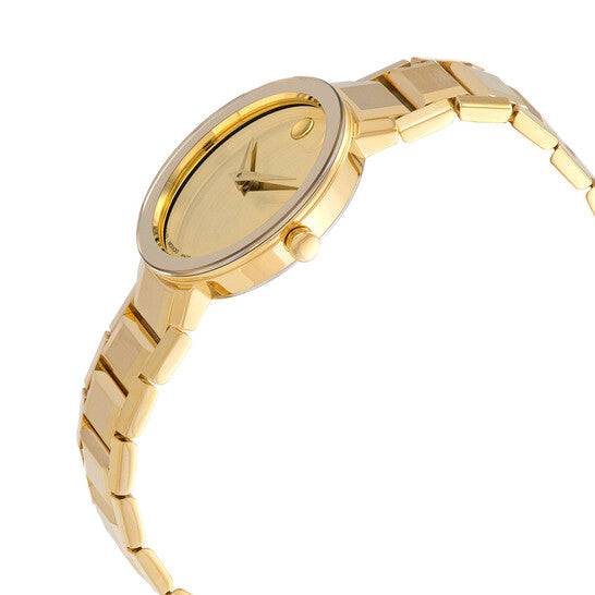 Movado Sapphire Quartz Yellow Mirror Dial Ladies Watch 607549